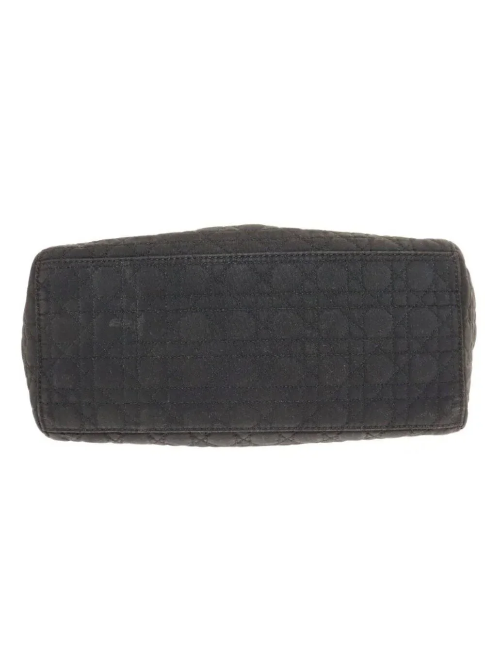 Dior Lady Cannage Hand Bag Quilted Metal Charm Black